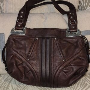 B. makowsky Brown Leather Shoulder Bag